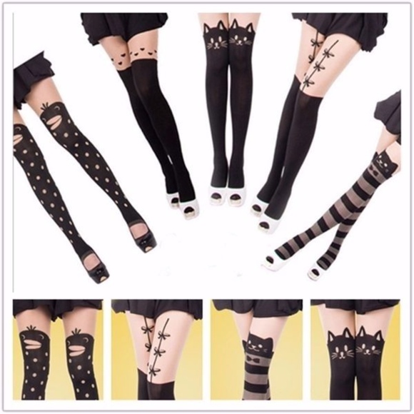 Cute Bow Pattern Pantyhose Stockings Tights NEW - Picture 3 of 4